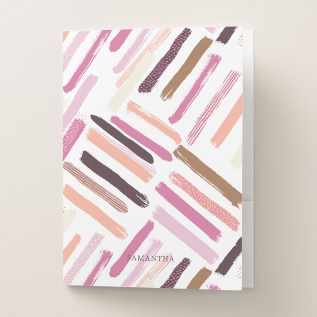 Pretty Brush Strokes Pattern Pocket Folder (Front)