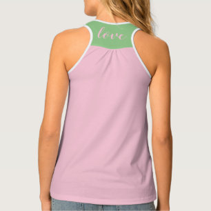 Pretty Bubble Gum Pink Green Love Tank Top