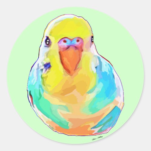 Pretty Budgerigar Parakeet Bird Cute Classic Round Sticker