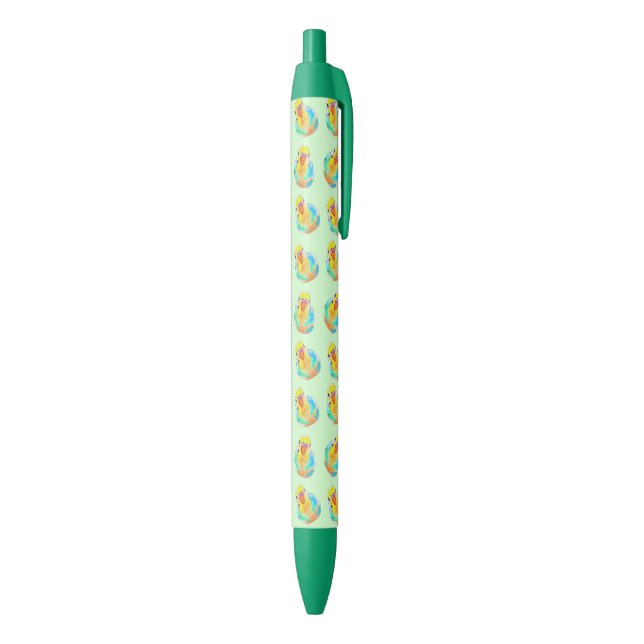 Pretty budgerigar parakeet birds pattern green pen (Bottom (Vertical))