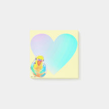 Pretty Budgerigar Parakeet Rainbow Ombre Heart
