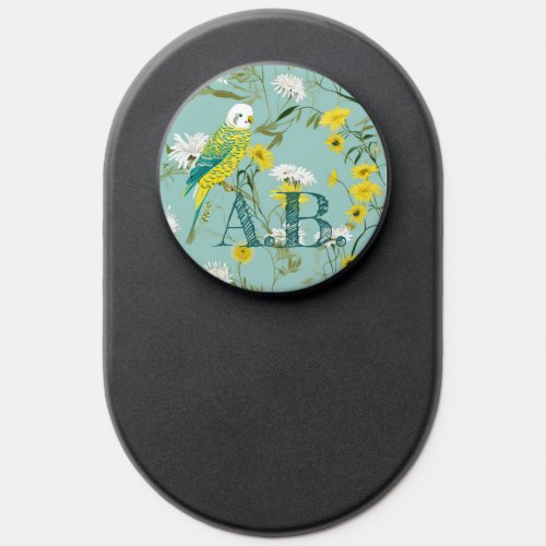 Pretty Budgie Pop Socket With Custom Initials