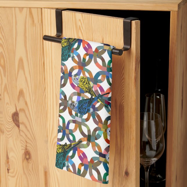 Pretty Budgies Kitchen Towel (Thirds Fold)