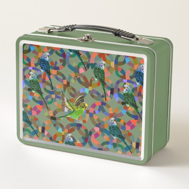 Pretty Budgies Metal Lunch Box (Front)