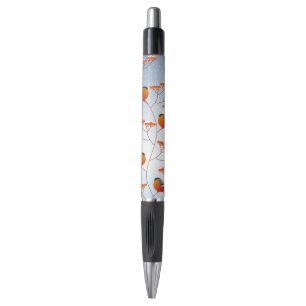 Pretty Bullfinch Birds in Tree Art Pen