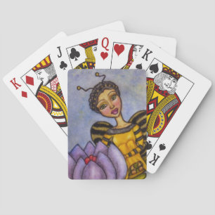 Pretty Bumble Bee Fairy Purple Flower Poker Cards