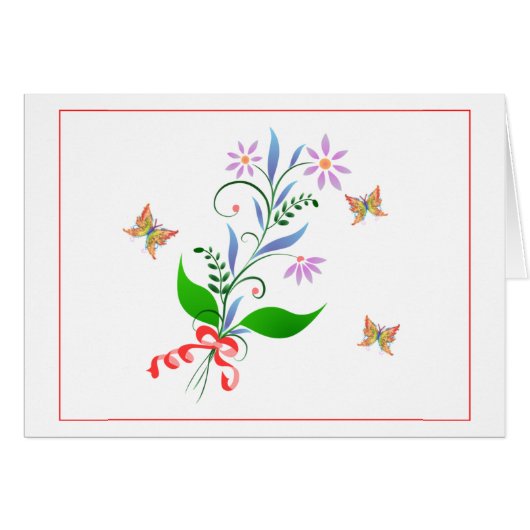 Pretty Bunch of Flowers and Fluttering Butterflies Cards (Front Horizontal)
