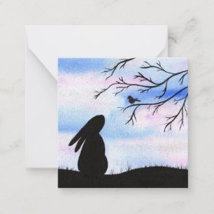 Pretty Bunny & Bird Watercolour Silhouette Card