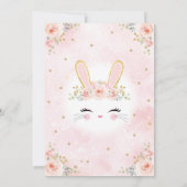 Pretty Bunny Girl Baby Shower / Blush Gold Rabbit Invitation (Back)