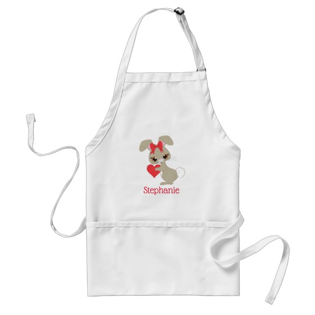Pretty Bunny Rabbit with Heart Adult Apron (Front)