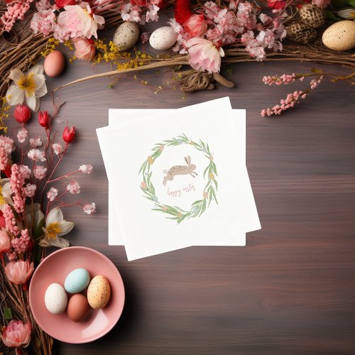 Pretty Bunny Watercolor Happy Easter Napkins