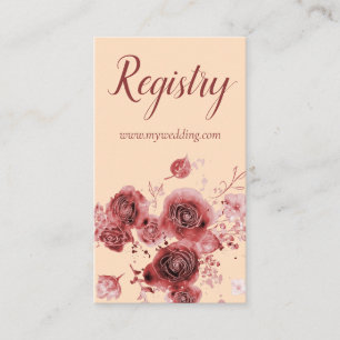 Pretty burgundy and peach floral wedding registry enclosure card
