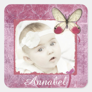 Pretty Burgundy Baby Photo Stickers