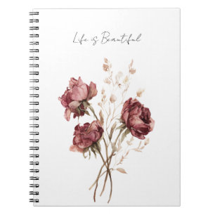 Pretty Burgundy Red Roses Floral Notebook