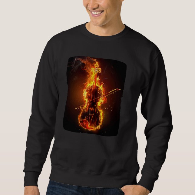 Pretty burning Violin Outfit with Fire for Music L Sweatshirt (Front)