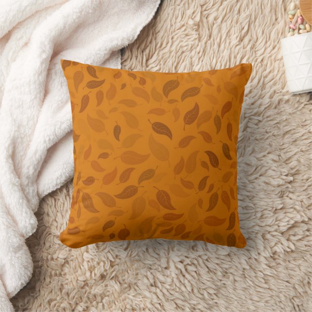 Pretty Burnt Orange Fall Leaves Throw Pillow (Blanket)