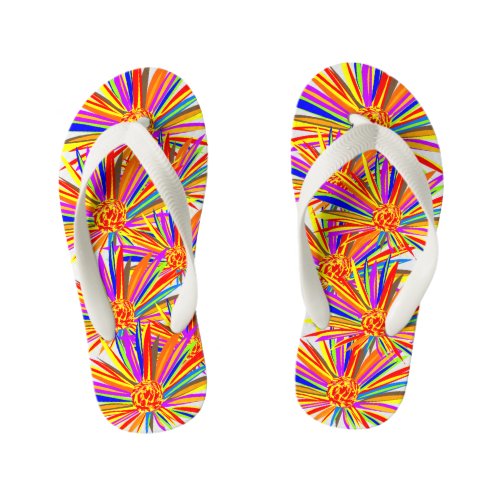 Pretty burst of color floral Kids flip flops