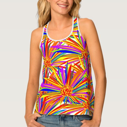 Pretty burst of color floral print all over tank