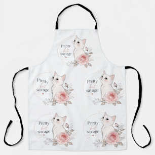 Pretty But Savage Kawaii Cat Rose Apron