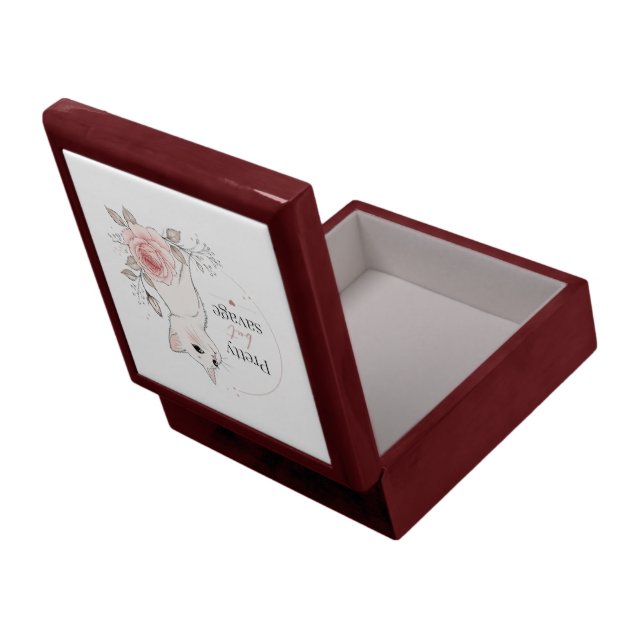 Pretty But Savage White Cat Rose Box (Back Open)