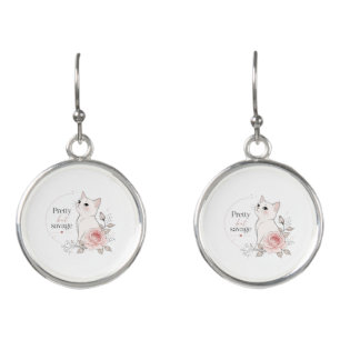 Pretty But Savage White Cat Rose Earrings