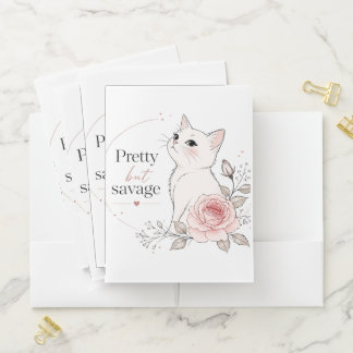Pretty But Savage White Cat Rose Folder