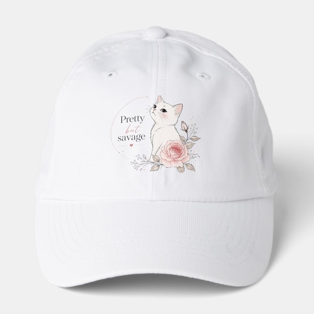 Pretty But Savage White Cat Rose Hat (Front)