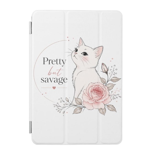 Pretty But Savage White Cat Rose iPad Case (Front)