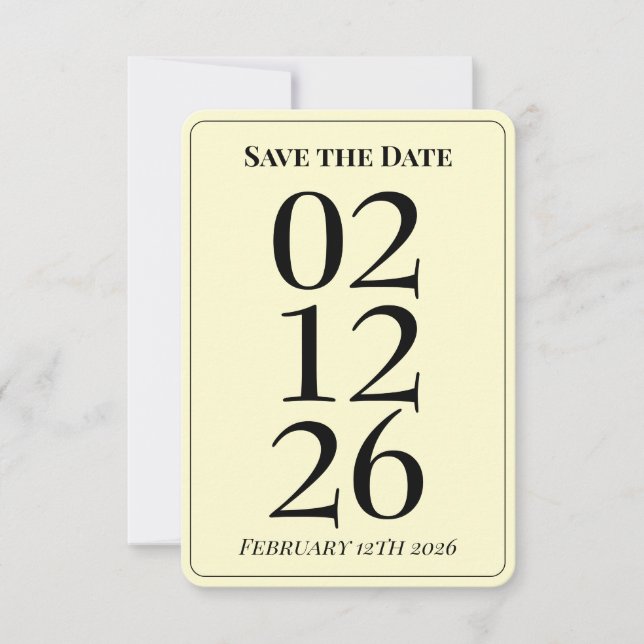 Pretty Butter Yellow Wedding Save the Date Cards (Front)
