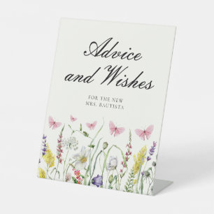 Pretty Butterflies Advice Wishes Bridal Shower Pedestal Sign