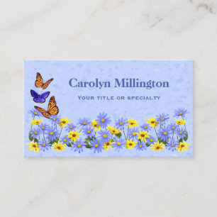 Pretty Butterflies and Daisies Spring Garden Business Card