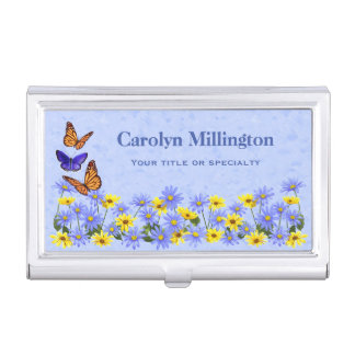 Pretty Butterflies and Daisies Spring Garden Case For Business Cards
