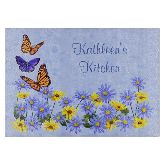 Pretty Butterflies and Daisies Spring Garden Cutting Board (Front)