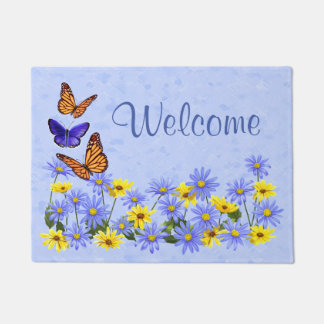 Pretty Butterflies and Daisies Spring Garden Doormat
