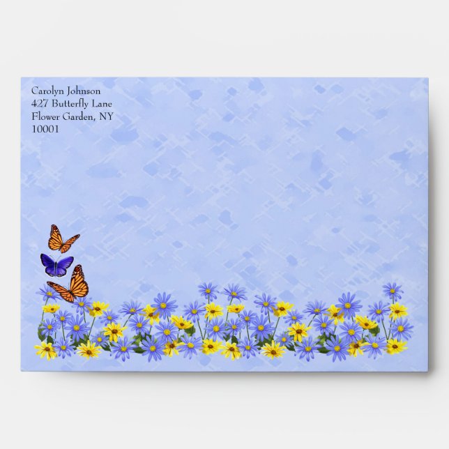 Pretty Butterflies and Daisies Spring Garden Envelope (Front)