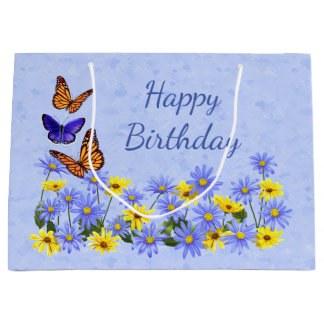 Pretty Butterflies and Daisies Spring Garden Large Gift Bag