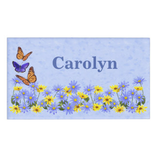 Pretty Butterflies and Daisies Spring Garden Name Tag