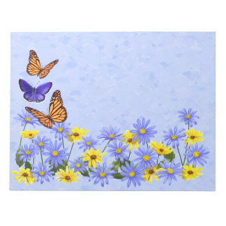 Pretty Butterflies and Daisies Spring Garden Notepad