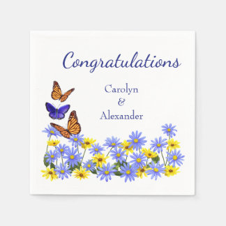 Pretty Butterflies and Daisies Spring Garden Paper Napkins