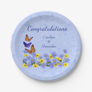 Pretty Butterflies and Daisies Spring Garden Paper Plates
