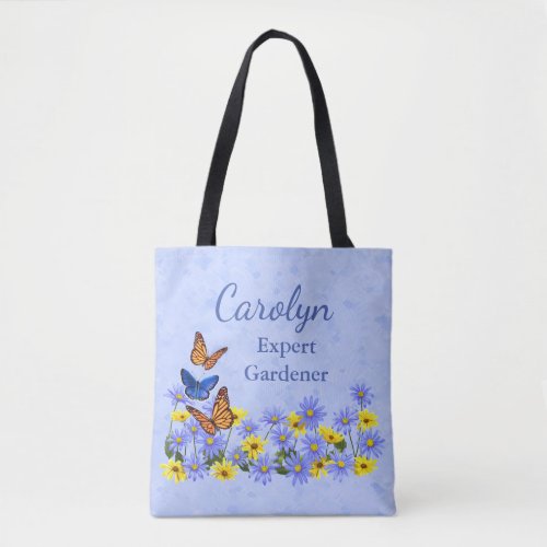 Pretty Butterflies and Daisies Spring Garden Tote Bag