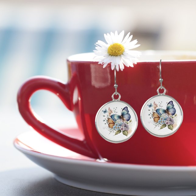 Pretty Butterflies and Flowers Floral  Earrings (Creator Uploaded)