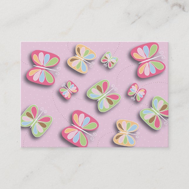 Pretty Butterflies Flutter By Babysitting Business Card (Front)