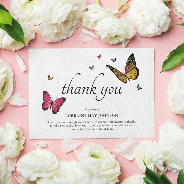 Pretty Butterflies | Funeral Thank You Card (Creator Uploaded)