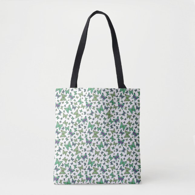Pretty Butterflies Green Tote Bag (Front)