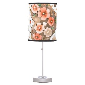 Pretty Butterflies, Hearts and Flowers Watercolor Table Lamp