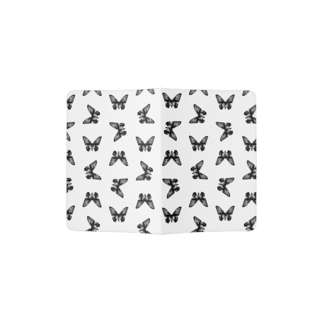 Pretty Butterflies Pattern Antique Butterfly Art Passport Holder (Opened)