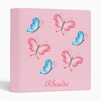 Pretty Butterflies Pink Binder