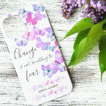 Pretty Butterflies Positive Change Quote Custom iPhone 12 Pro Max Case<br><div class="desc">Feminine, personalized iphone case with positive quote and pretty butterflies. The watercolor butterfly design is in girly shades of pink lilac and purple, whilst the quote is lettered in elegant handwritten style typography. The wording reads "Change is not something to fear" and has an editable white background. You can also...</div>