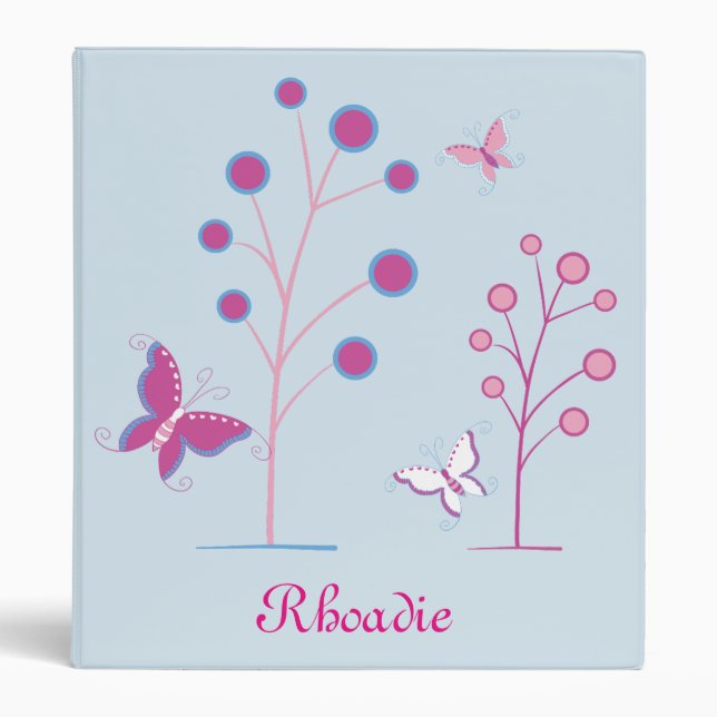 Pretty Butterflies Purple and Blue Binder (Front)